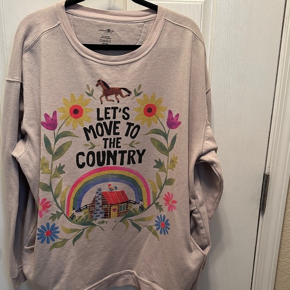 Natural Life Comfy Pocket Sweatshirt “Let’s Move to the Country” Size XXL - Picture 1 of 5